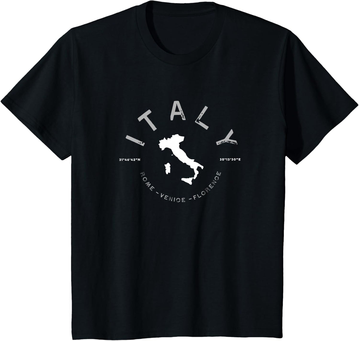 Italy Rome Venice Florence Graphic Vintage Retro T-Shirt - Black