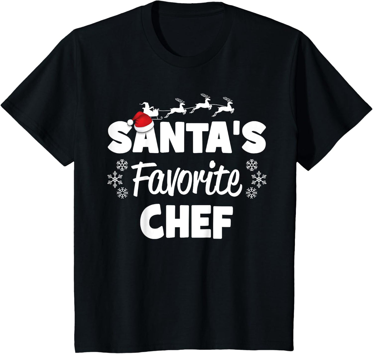 Santa's Favorite Chef Funny Christmas Matching T-Shirt - Black