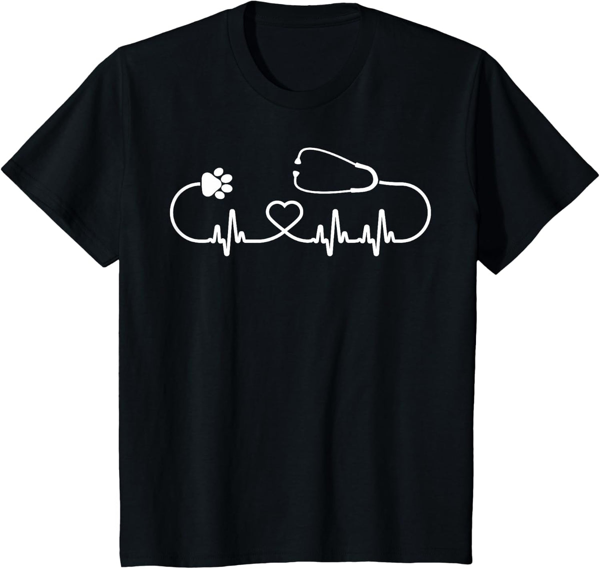 Cool Veterinarian Heartbeat | Funny Veterinary Worker Gift T-Shirt - Black