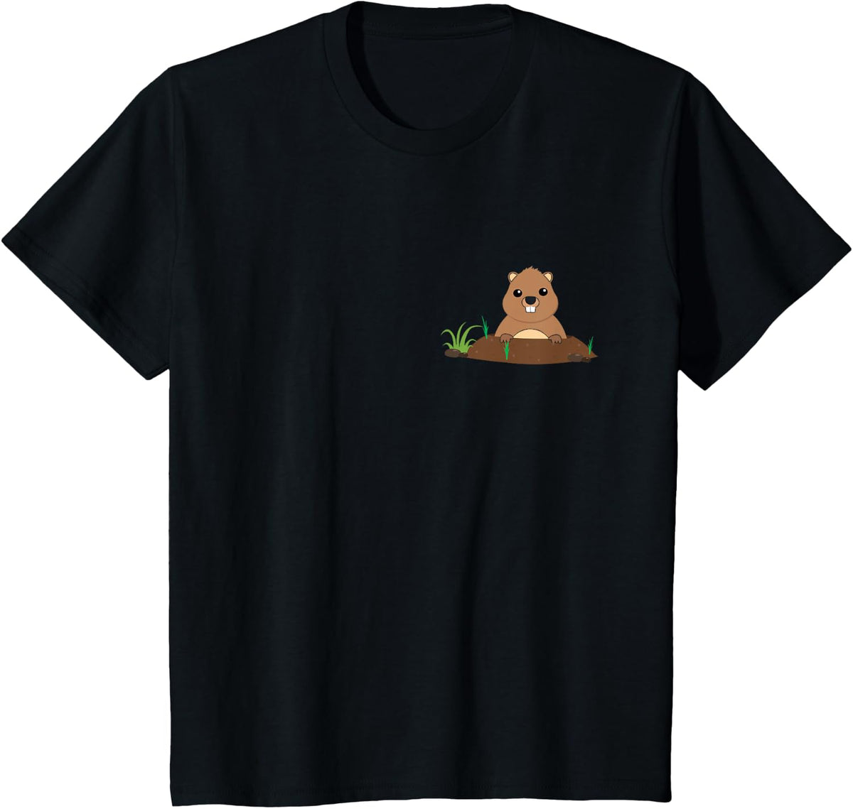 Kawaii Groundhog Rodent Animal Pocket Groundhog Day T-Shirt - Black