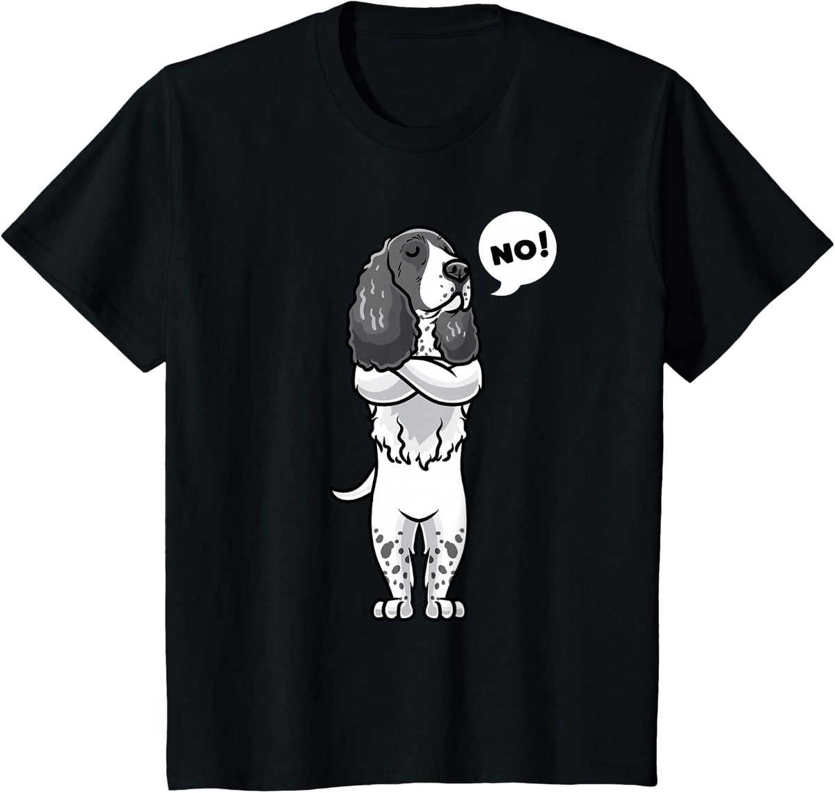 Stubborn English Springer Spaniel Dog Funny T-Shirt - Black