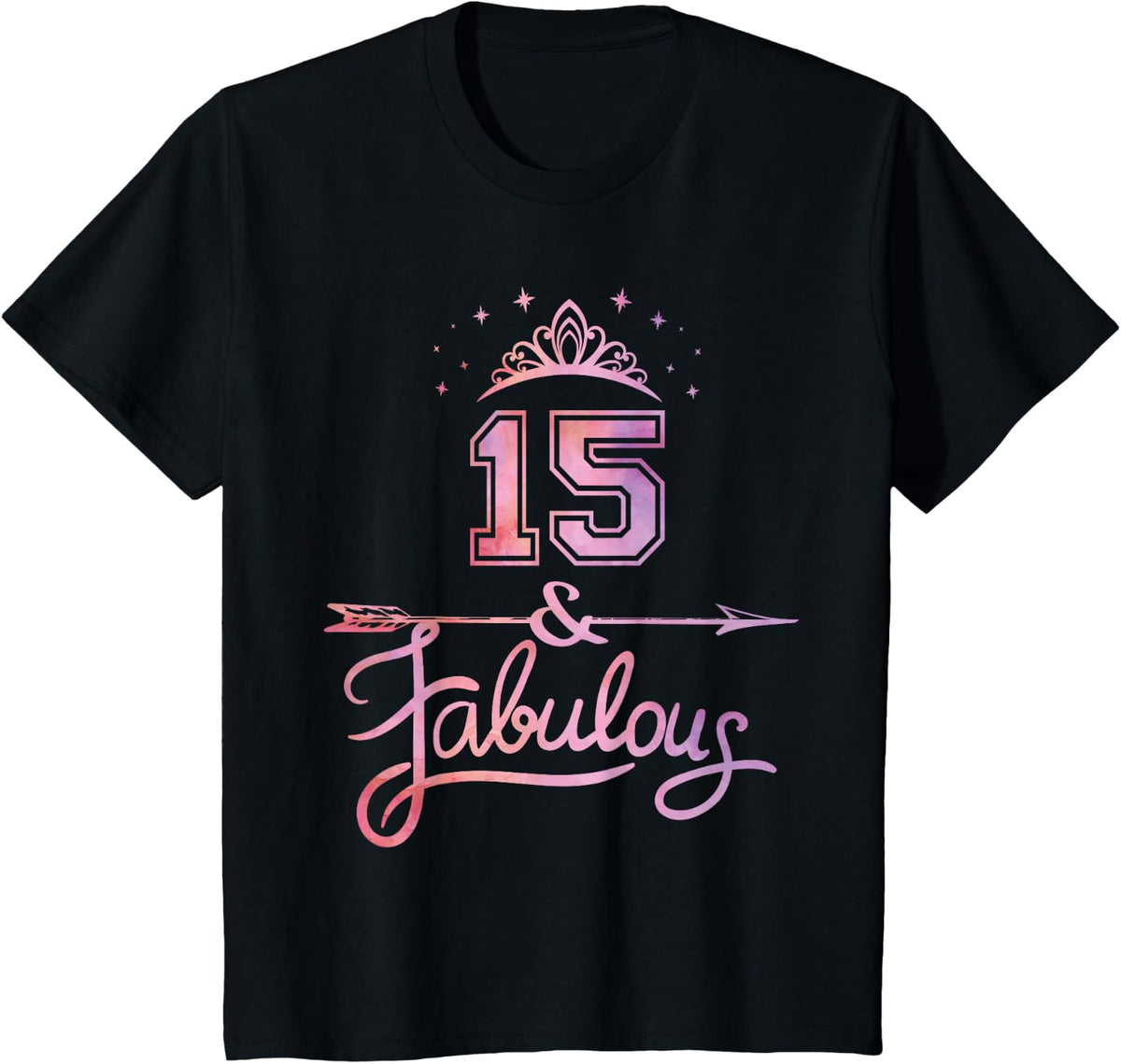 Girls 15 Years Old and Fabulous Girl 15th Birthday T-Shirt - Black