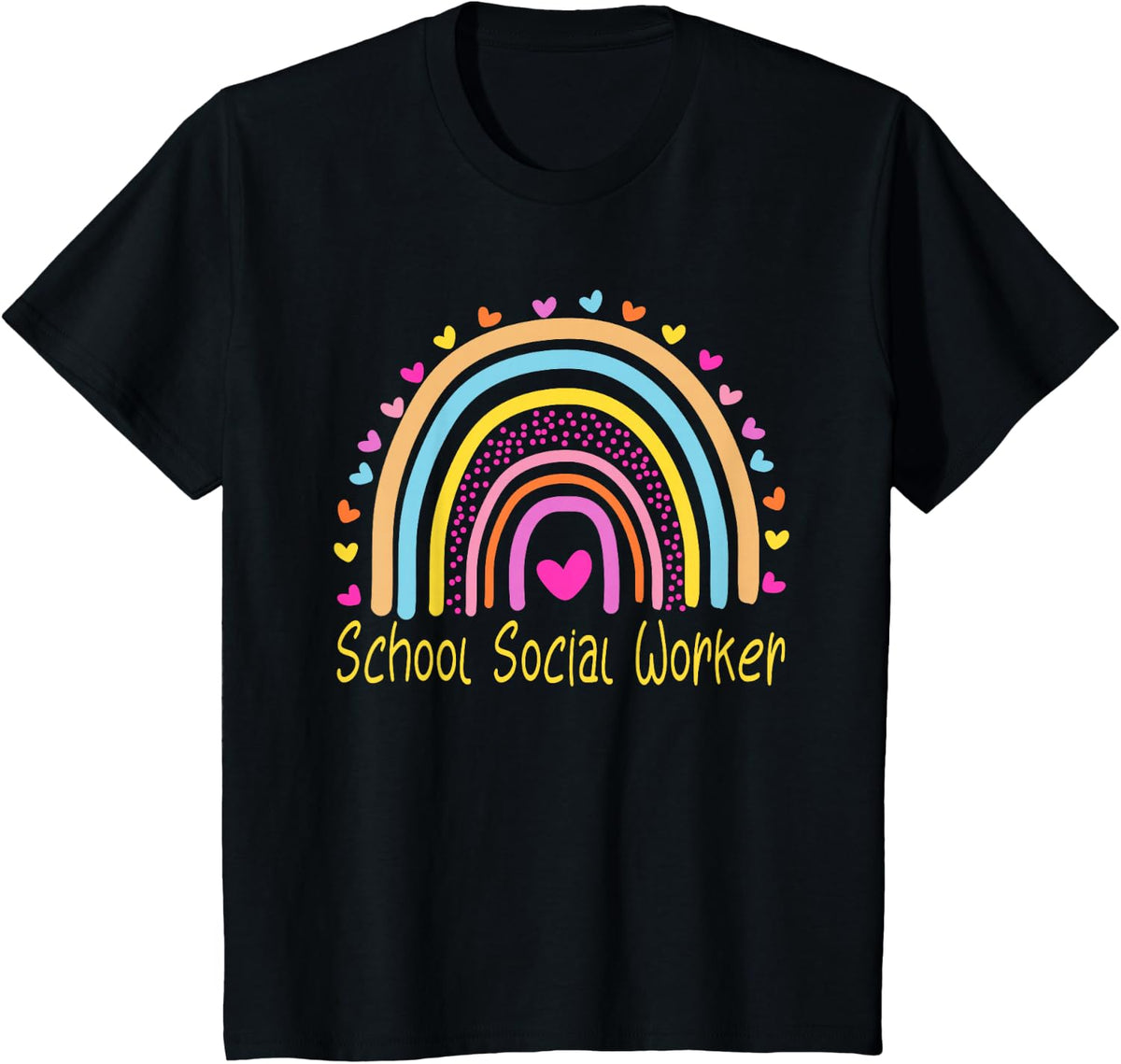 School Social Worker Rainbow T-Shirt - Black