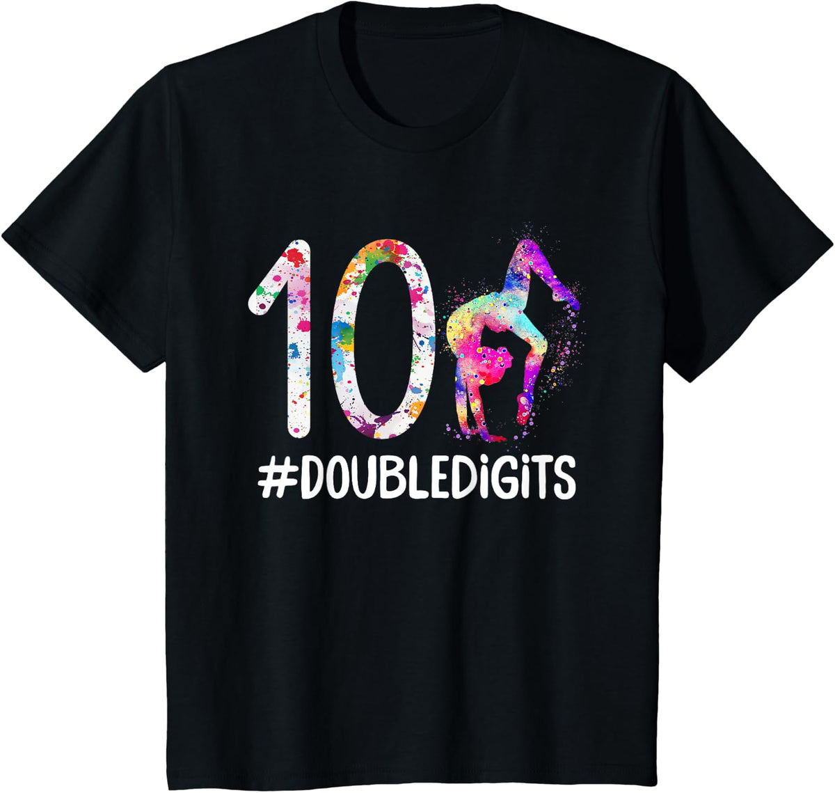 10 Year Old Gymnast 10th Birthday Girl Tumbling Gymnastics T-Shirt - Black
