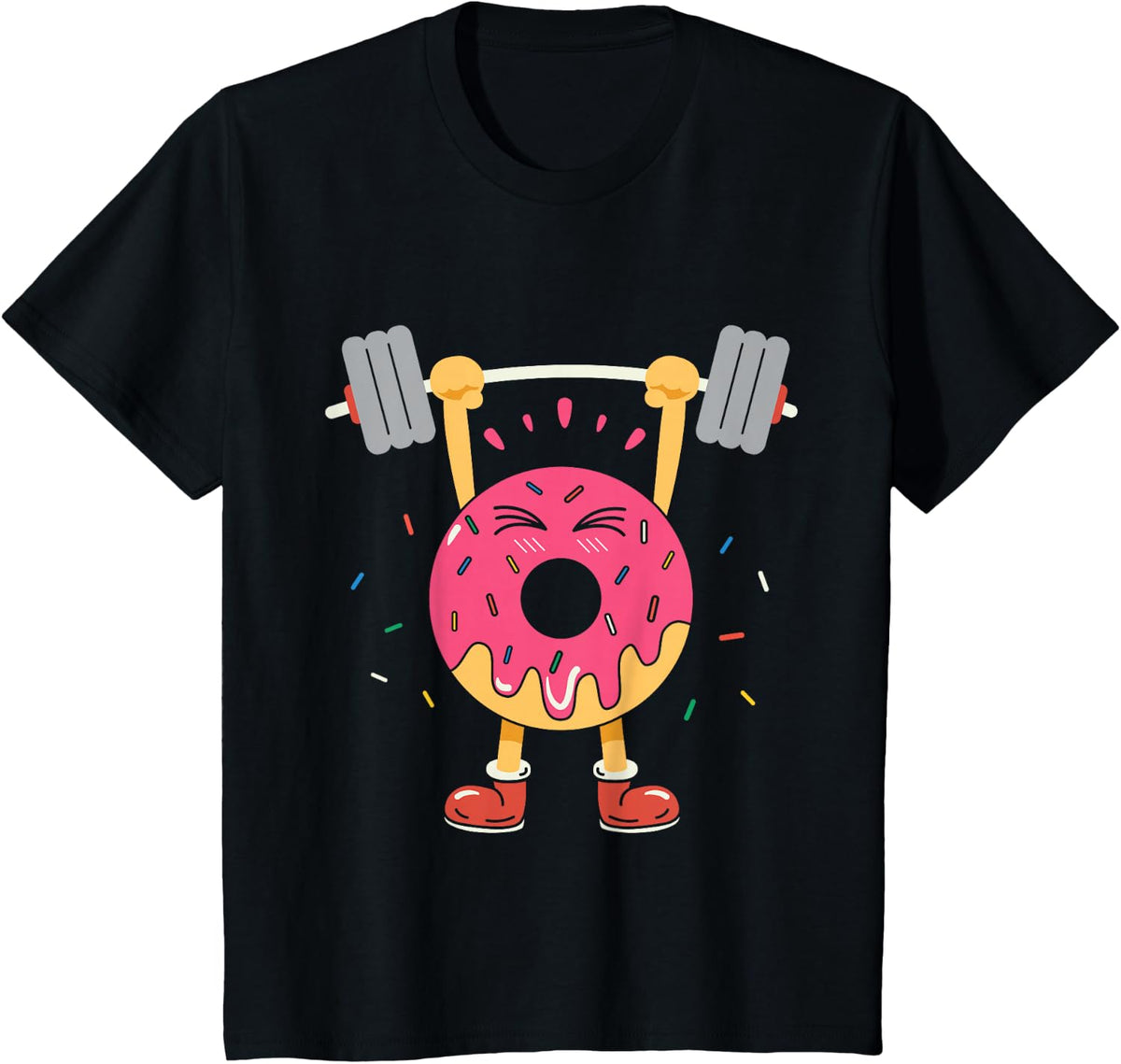 Weightlifting Funny Fitness Workout Gym Donut Lover Gift T-Shirt - Black