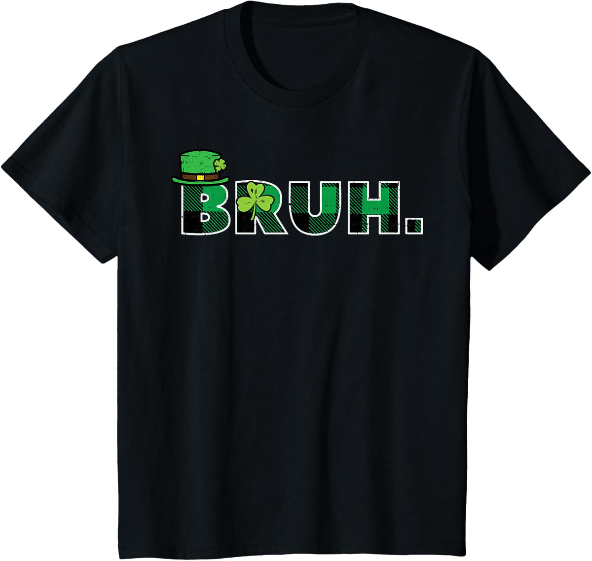 St Patricks Day Bruh Plaid Irish Saint Pattys Kids Women Men T-Shirt - Black
