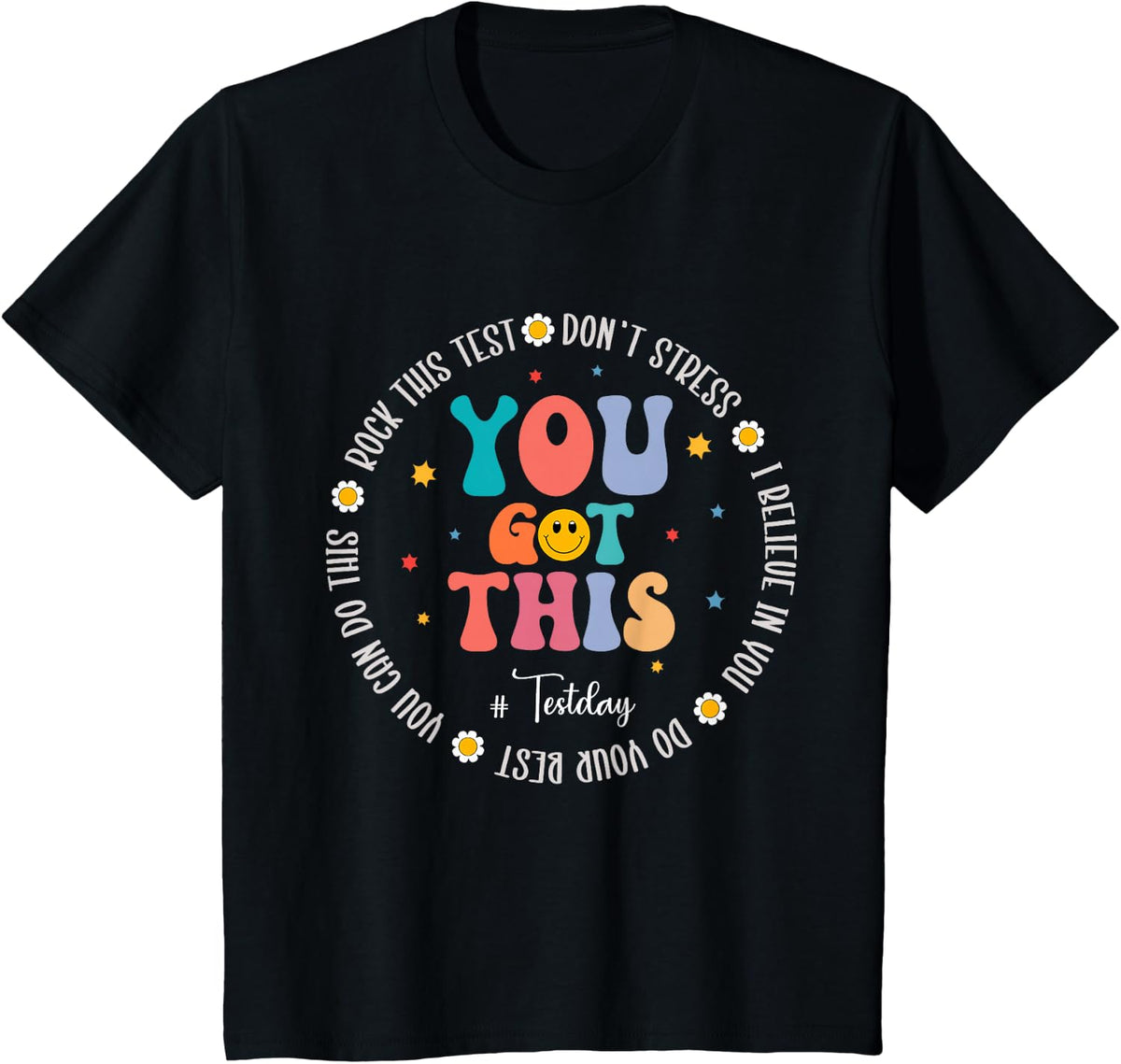 Rock The Test Teacher Testing Day Motivational Test Day T-Shirt - Black
