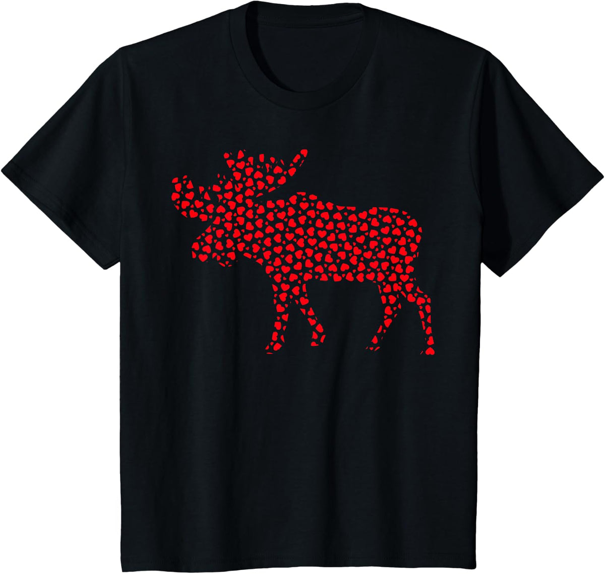 Moose Lover Funny Hearts Love Moose Valentine's Day T-Shirt - Black