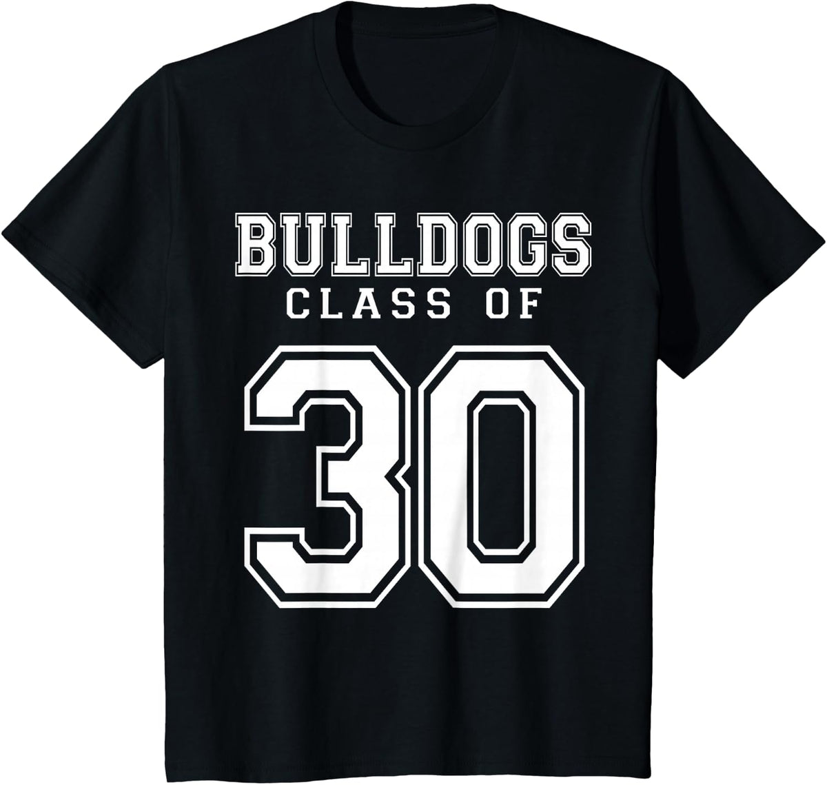Class Of 2030 Bulldogs Custom Graduation Senior Personalized T-Shirt - Black