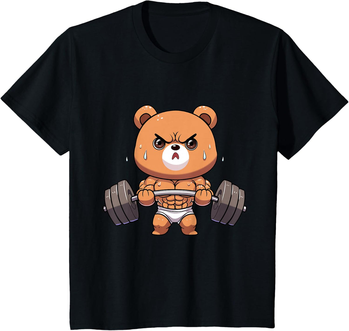 Bear Bodybuilder Bodybuilding Muscle Gym Weightlifting Bear T-Shirt - Black