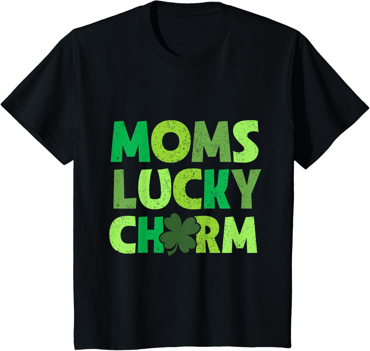Moms Lucky Charm Irish Clovers Kids Boy Girl St Patricks T-Shirt - Black