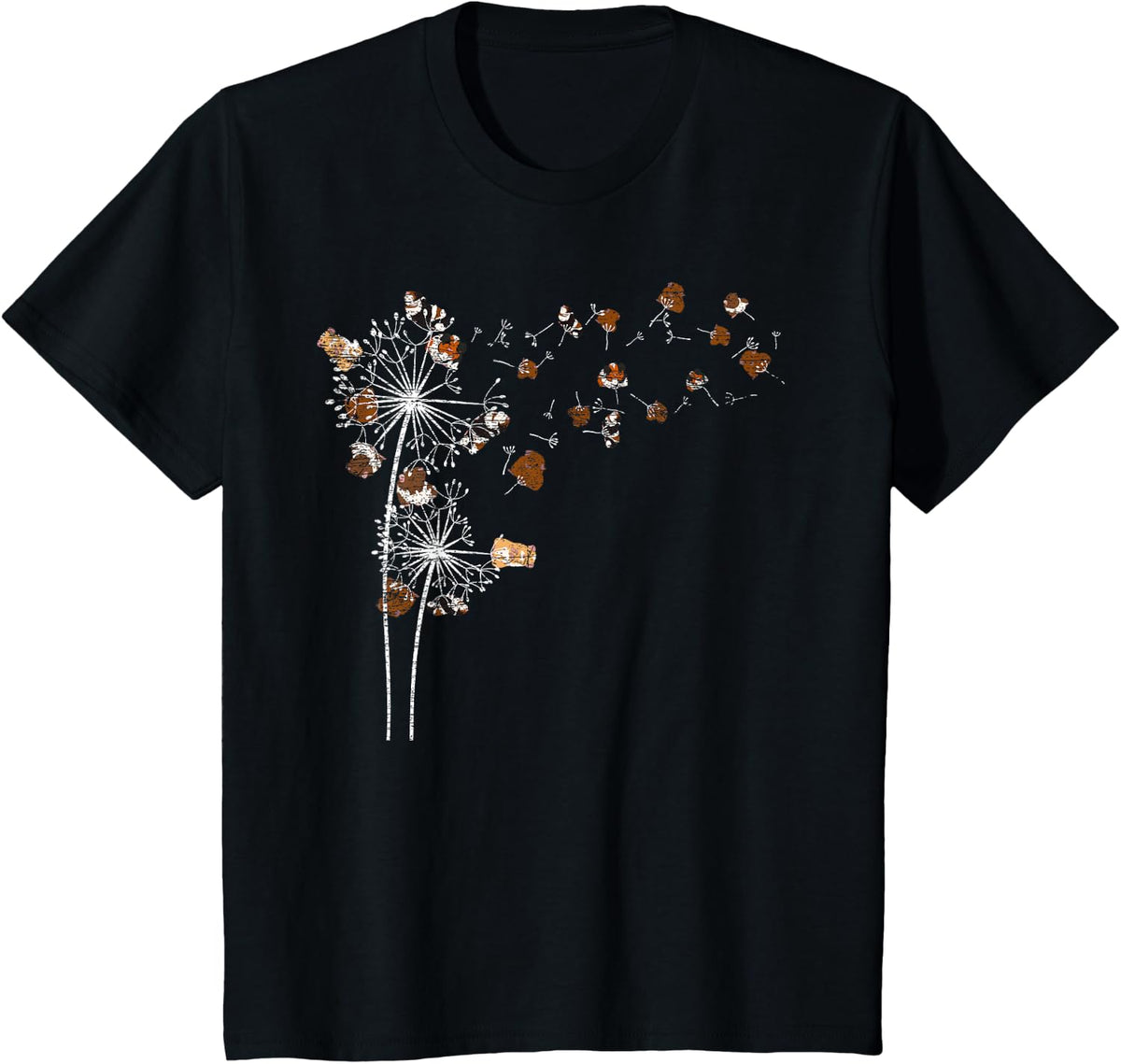 Animal Lovers Rodent Dandelion Guinea Pig T-Shirt - Black