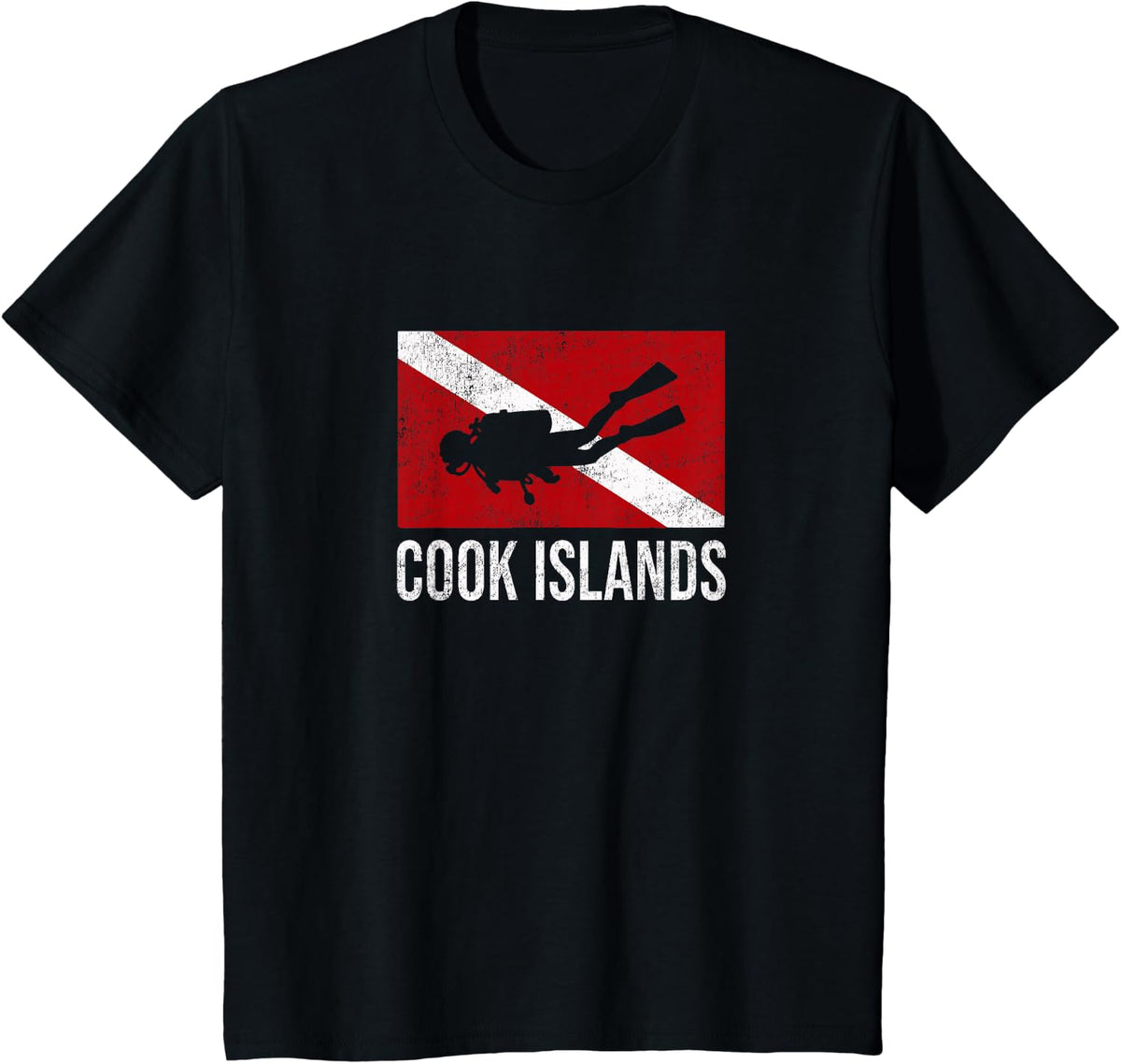 Cook Islands Scuba Diving Diver Dive Flag Gift T-Shirt - Black