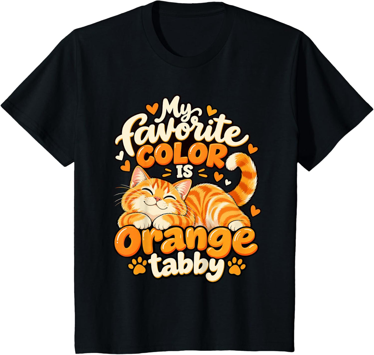 My Favorite Color is Orange Tabby Orange Cat Lover T-Shirt - Black