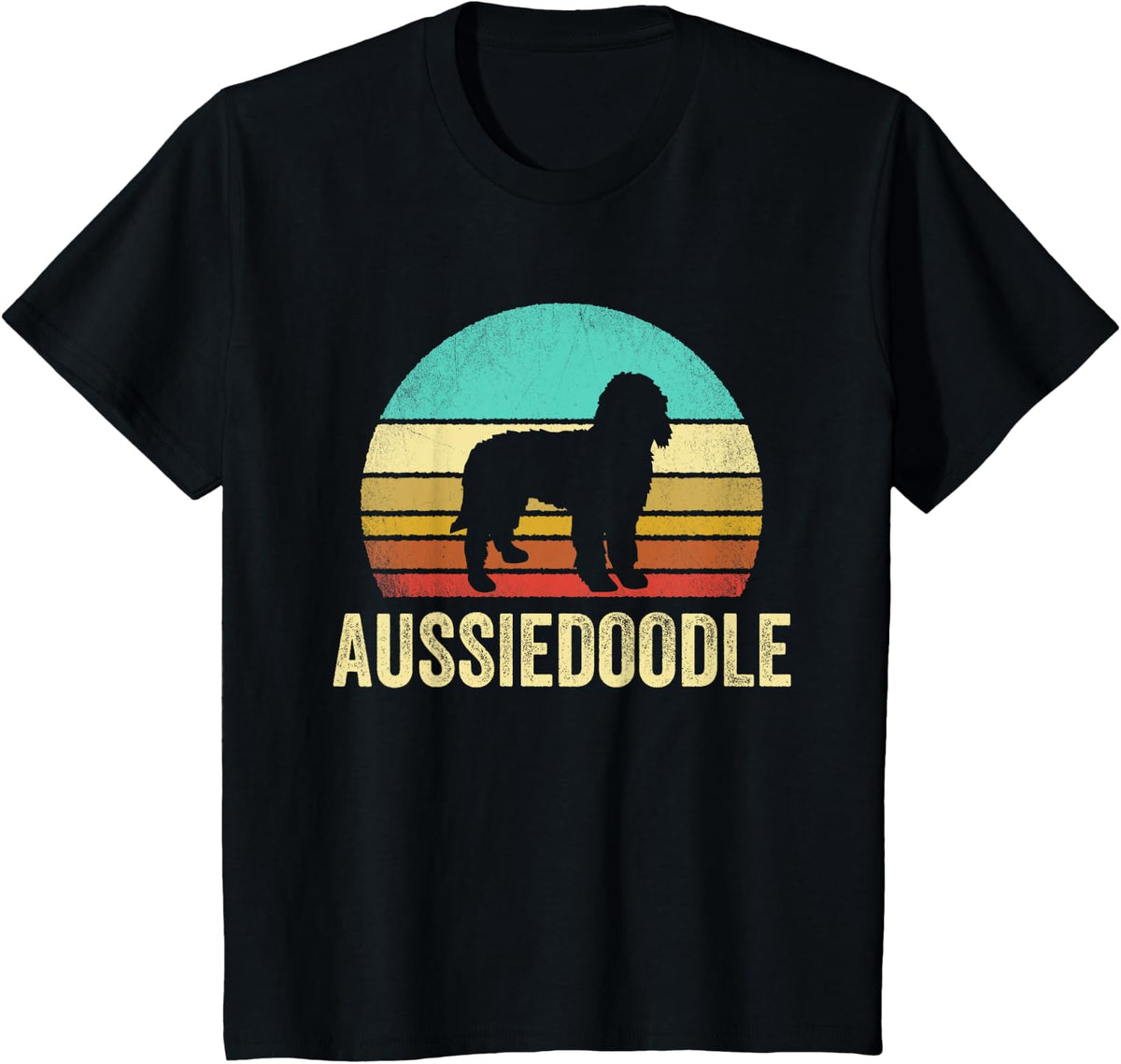 Vintage Aussiedoodle Shirt Sunset T-Shirt - Black