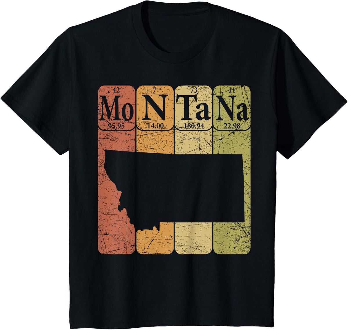 Montana Periodic Table Elements State Of Montana Map Retro T-Shirt - Black