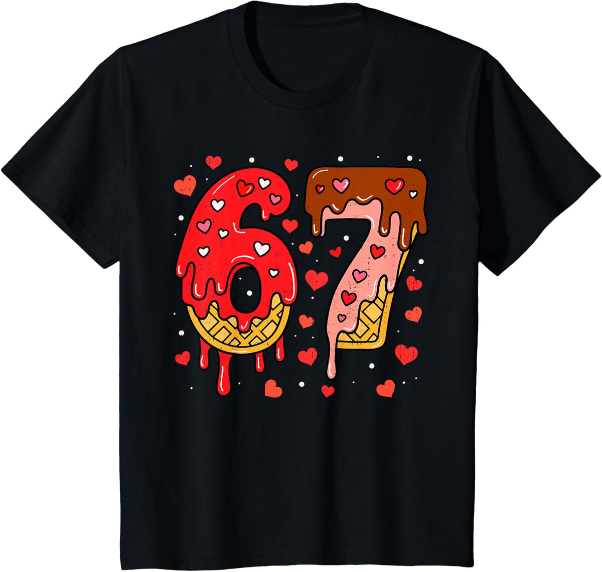 6 7 Cream Drip Six Seven Meme Valentines Day Men Women Kids T-Shirt - Black