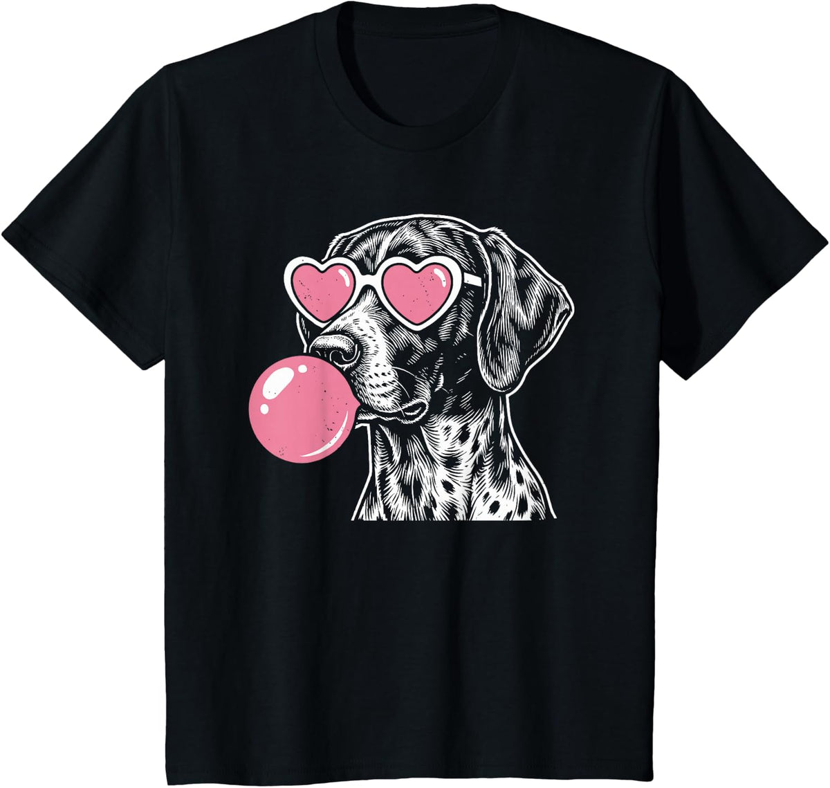 German Shorthaired Pointer Dog Bubble Gum Pink Sunglasses T-Shirt - Black