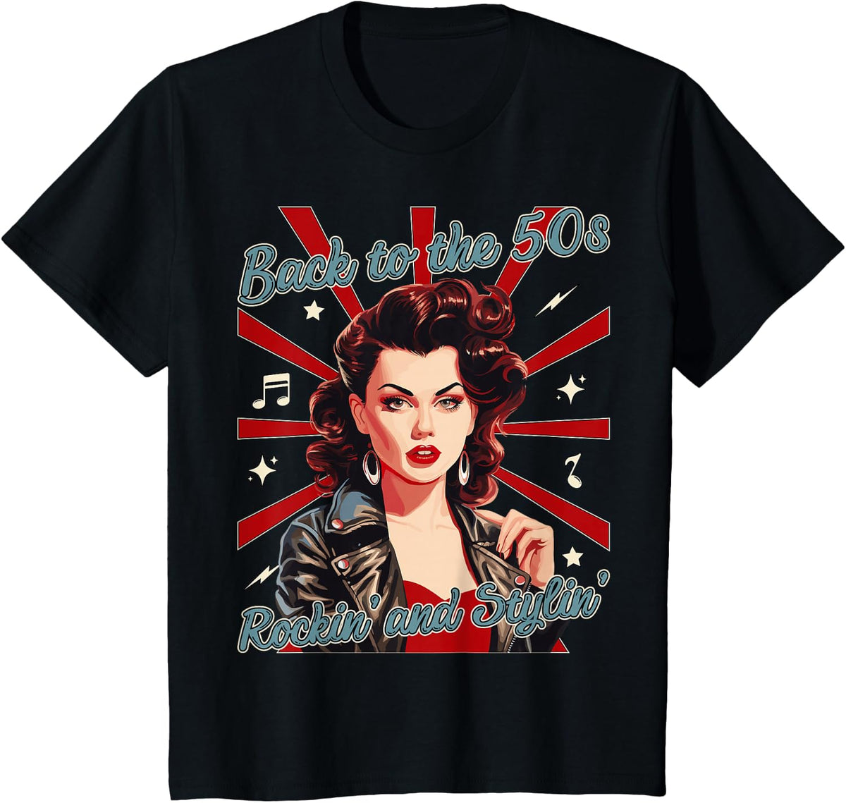 50s Rockabilly Woman 1950s Sock Hop Swing Greaser Rocker T-Shirt - Black
