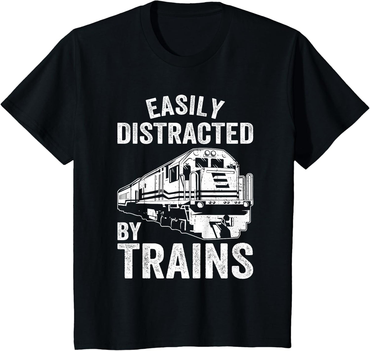 Vintage Easily Distracted By Trains Funny Train Lover Tee T-Shirt For Men Women - Black