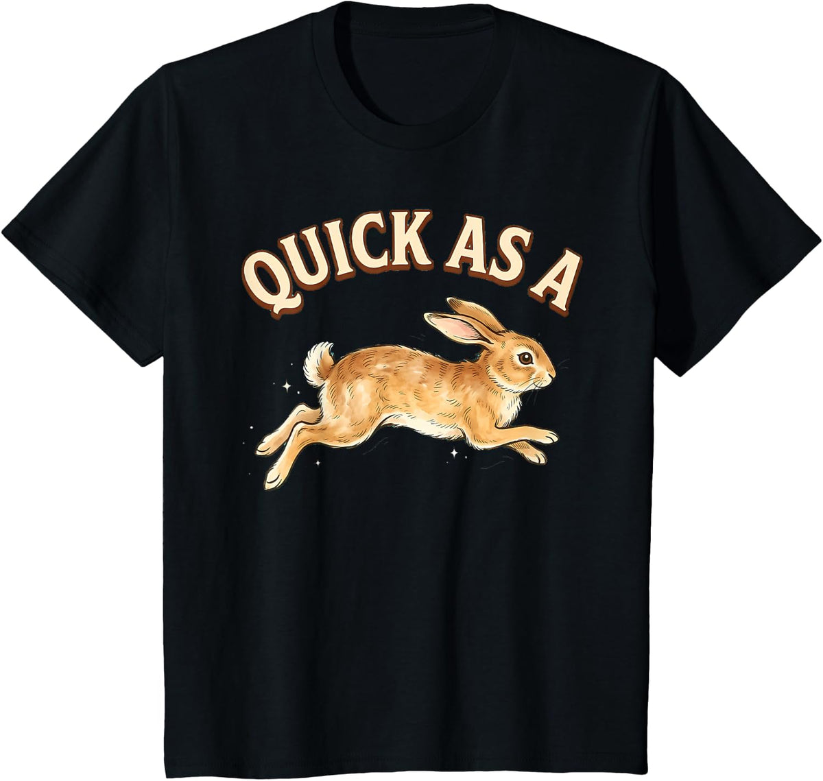 Quick As A Rabbit Vintage Storybook Animal Rebus T-Shirt - Black