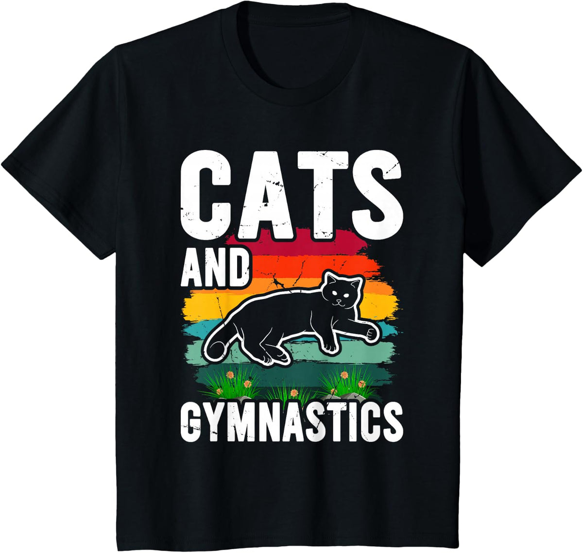 Cats and Gymnastics Men's or Women's Cat and Gymnast T-Shirt - Black