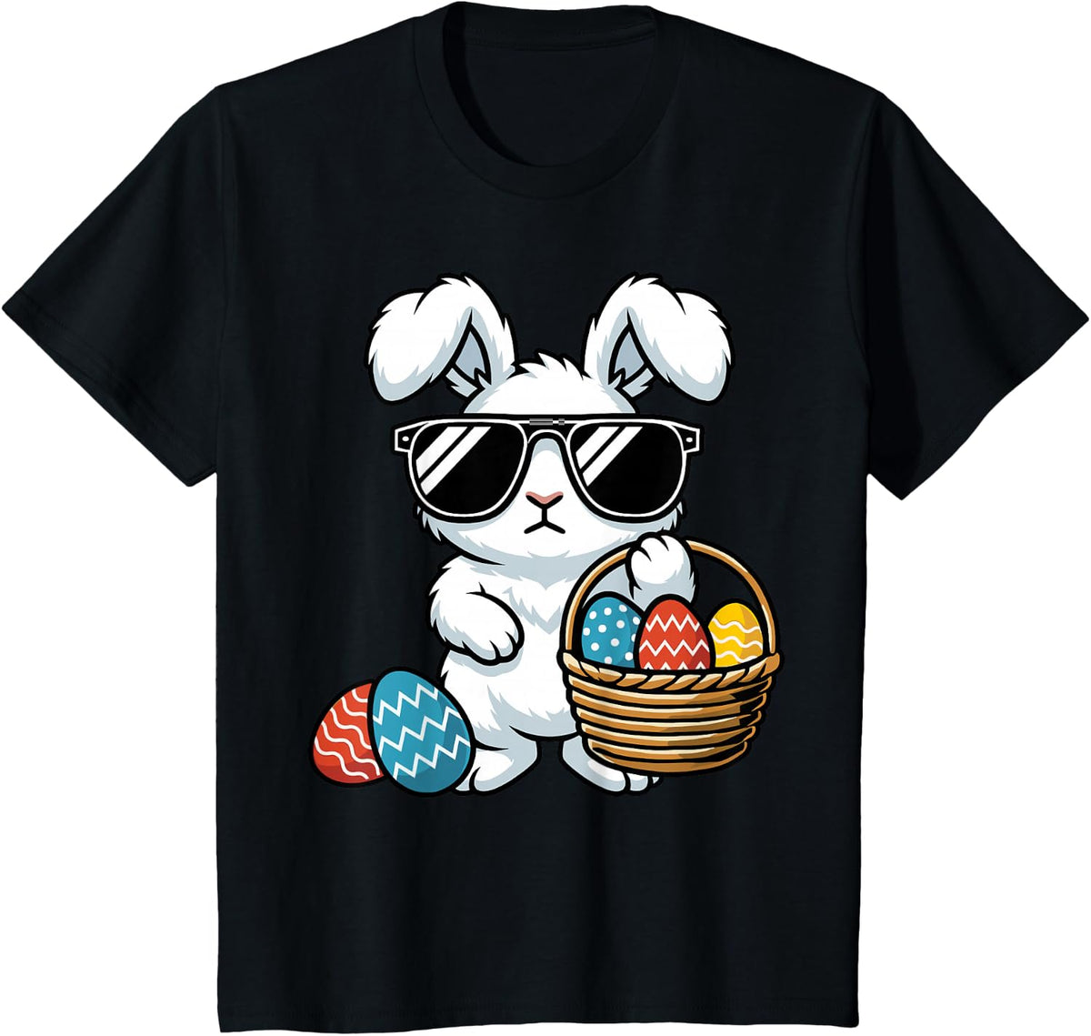 Retro Easter Bunny Funny Easter T-Shirt - Black