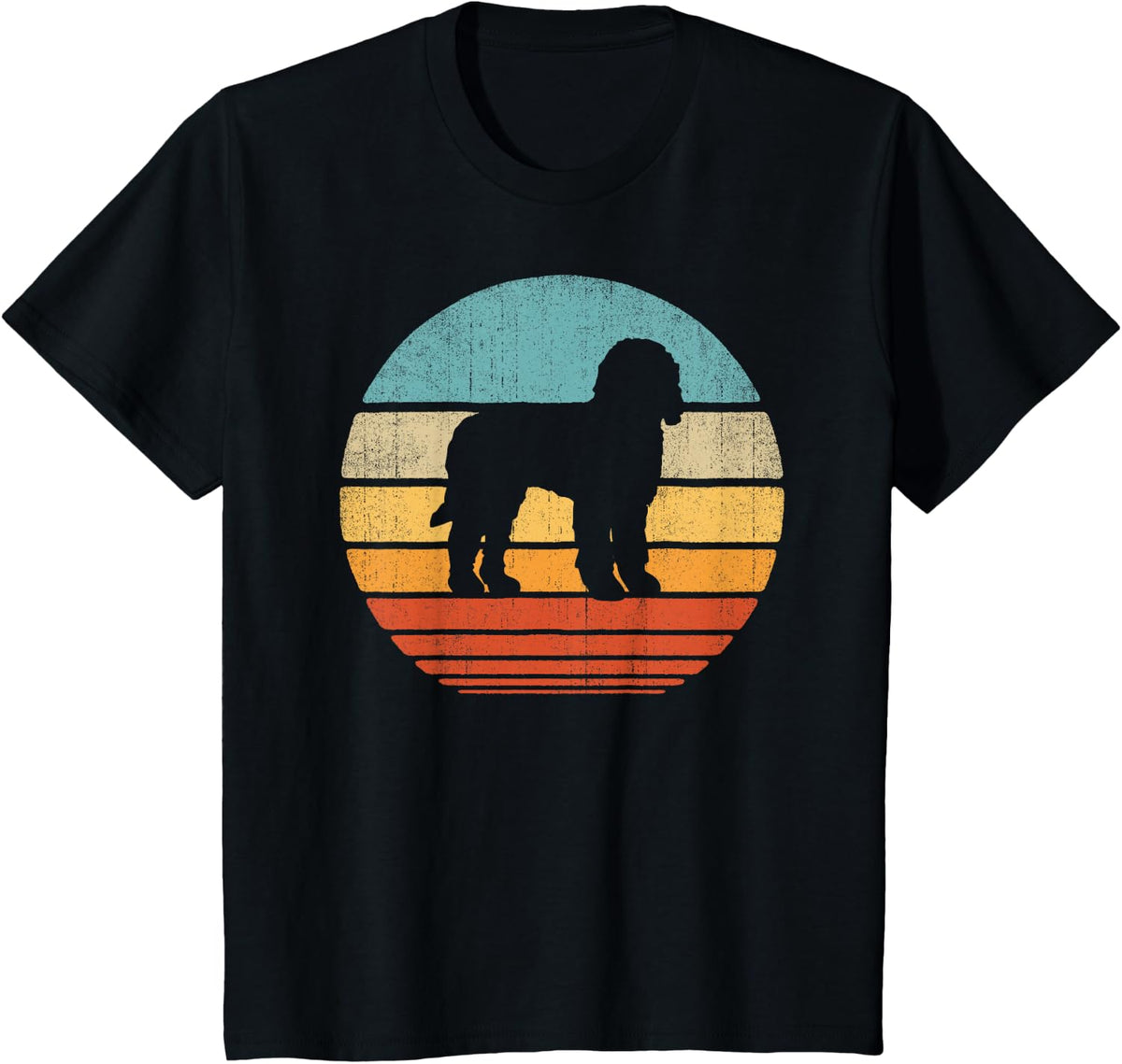 Goldendoodle Doodle Retro Vintage 60s 70s Sunset Dog Lovers T-Shirt - Black