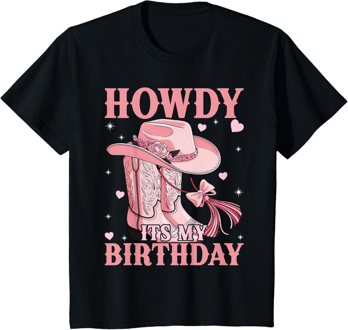 Howdy Its My Birthday Cowgirl Western Rodeo Girls Women T-Shirt - Black