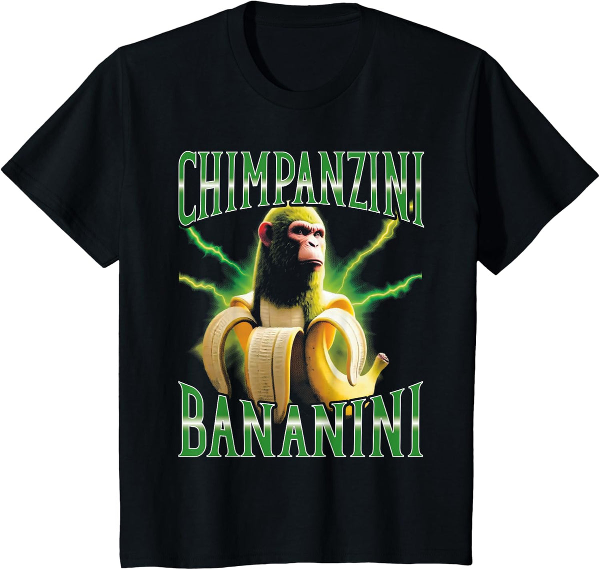 Surreal Italian Brainrot Meme Chimpanzini Bananini Funny T-Shirt - Black