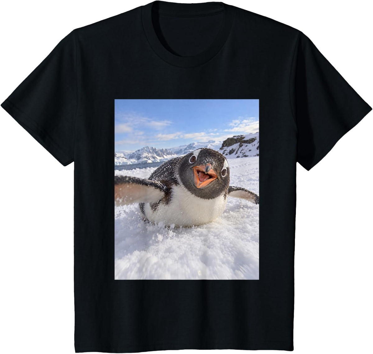 Funny Penguin Slipping Silly Antarctic Bird Meme T-Shirt - Black