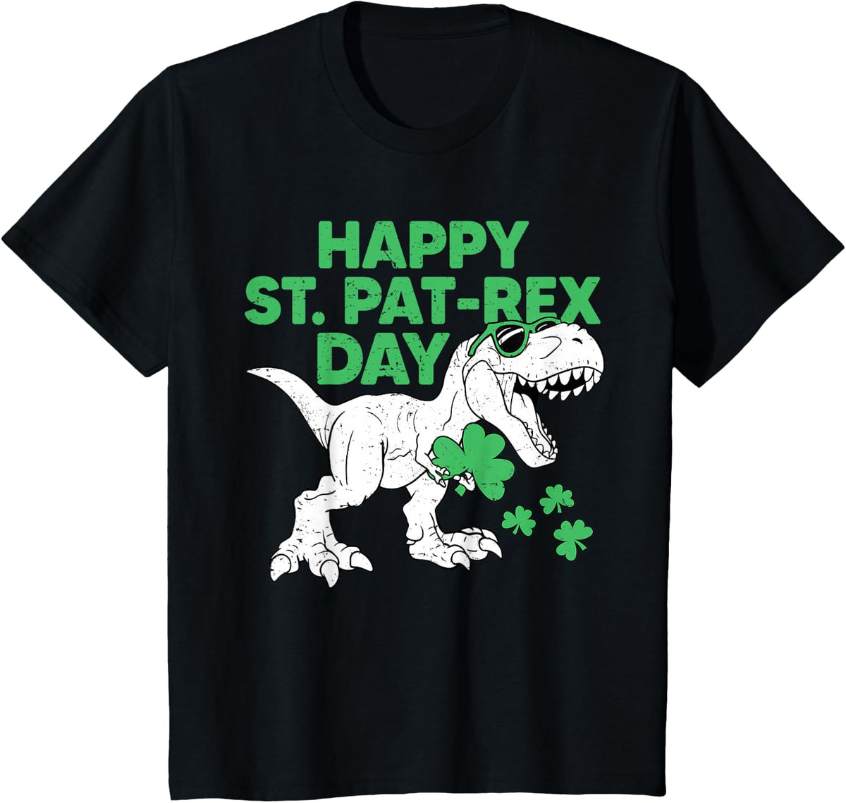 Happy St Pat Rex Day Shirt St Patricks Dinosaur Toddler Boys T-Shirt - Black