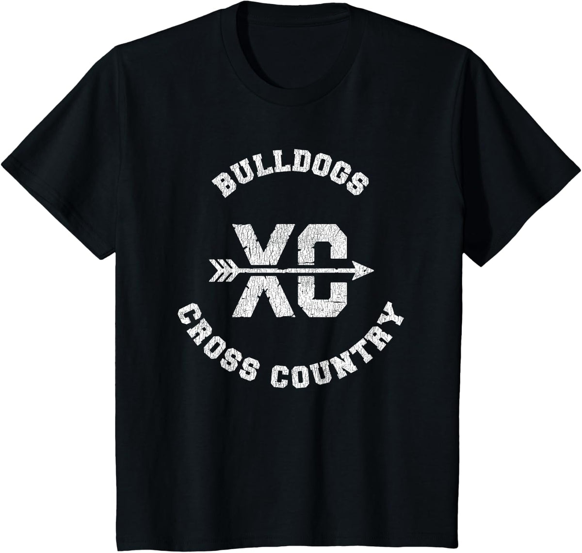 Bulldogs Cross Country Retro Distressed XC Running T-Shirt - Black