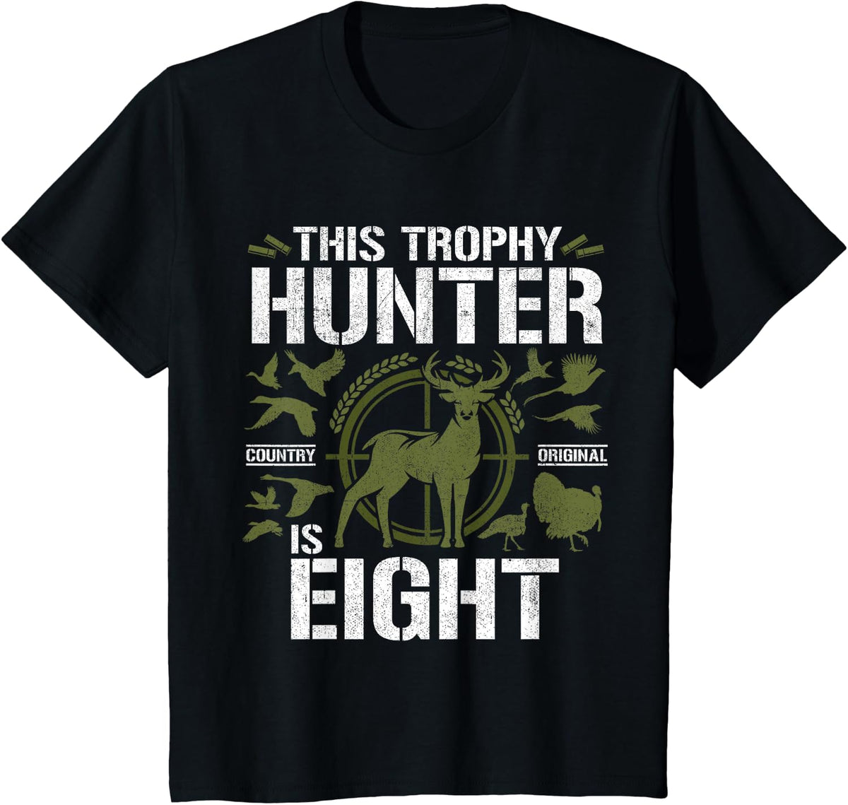8 Year Old Hunting Birthday Party Duck Deer Hunter 8th Gift T-Shirt - Black