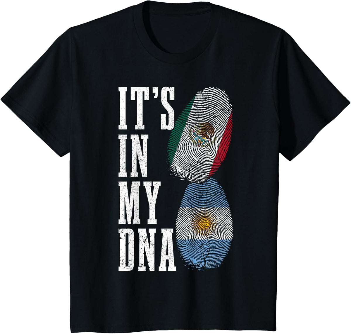 Mexico Argentina In My DNA Mexican Argentinian Flag Pride T-Shirt - Black