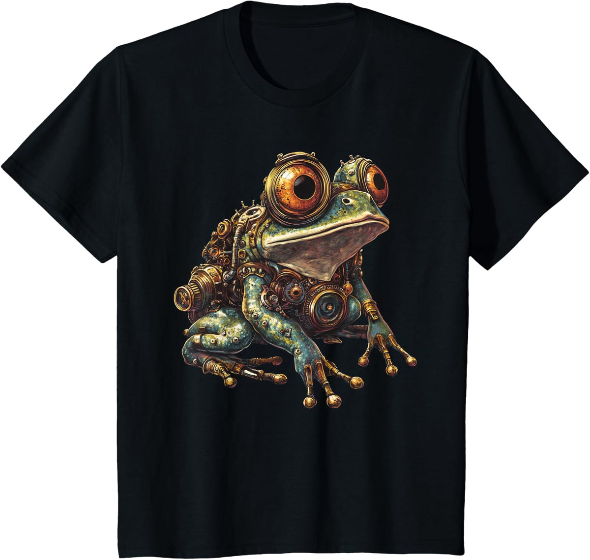 Steampunk Frog Art T-Shirt - Black
