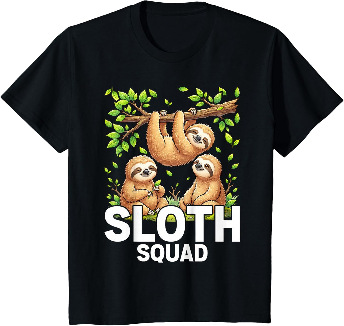 Sloth Squad Design for Sloth Lover Stuff | Cool Sloth T-Shirt - Black