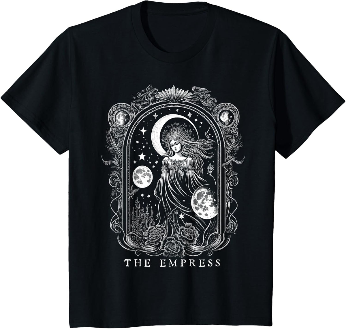 The Empress Tarot Card Goth Emo Occult Graphic Women Girls T-Shirt - Black