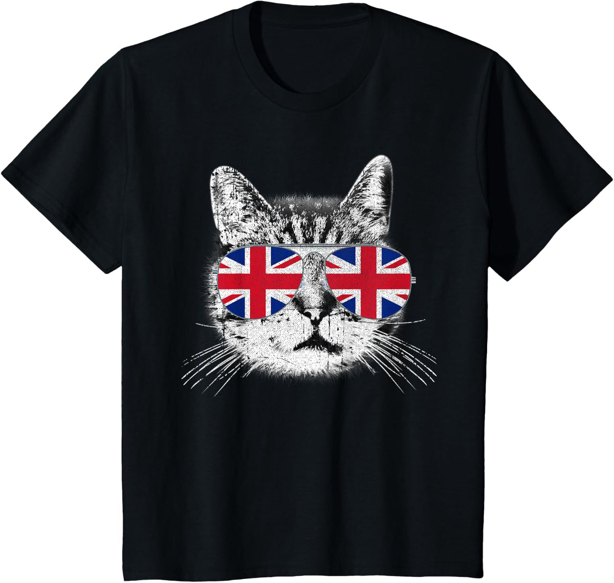 UK Union Jack Flag English England Cat Lover Pride British T-Shirt - Black