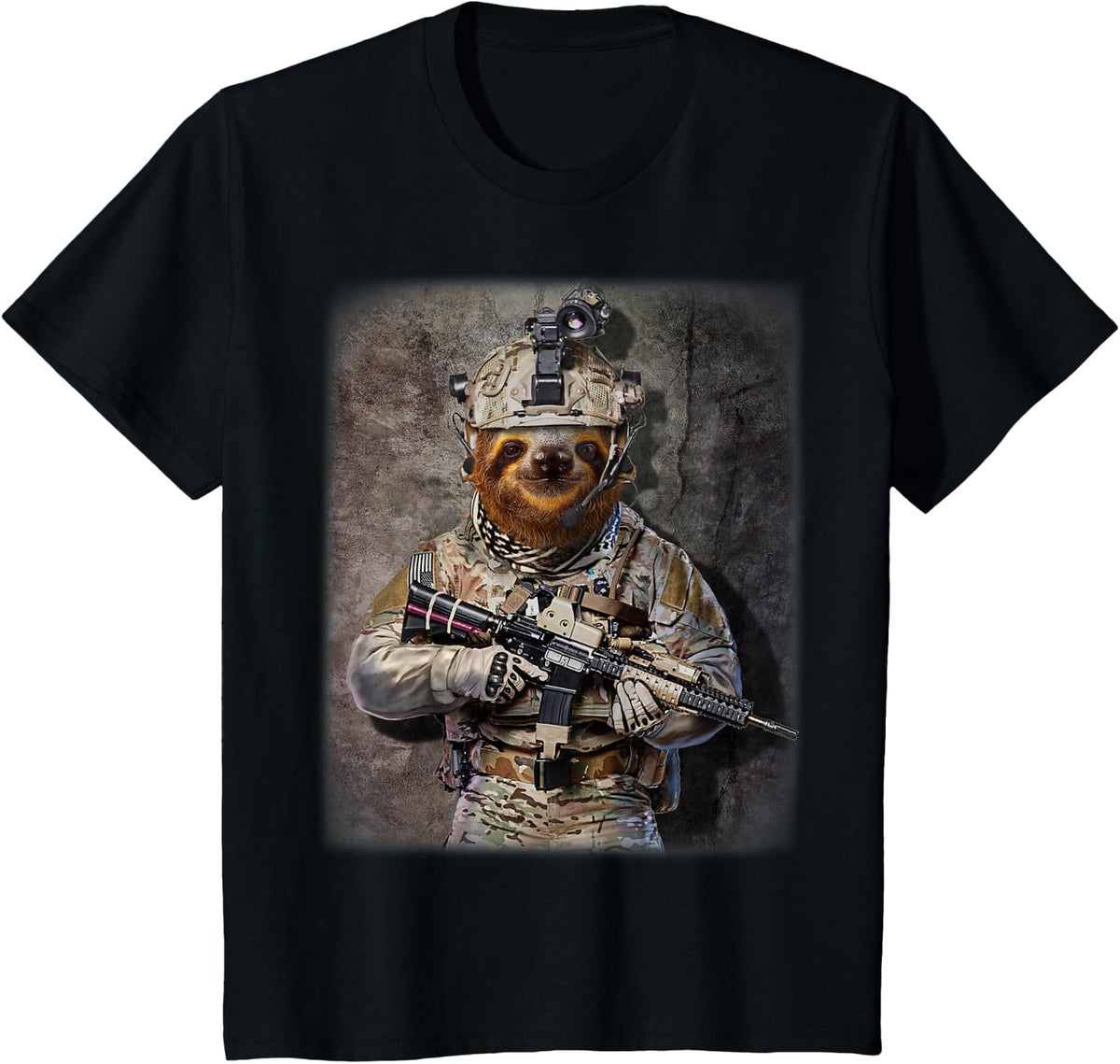 Giant Sloth as Army Commando in Full Tactical Gear T-Shirt T-Shirt - Black