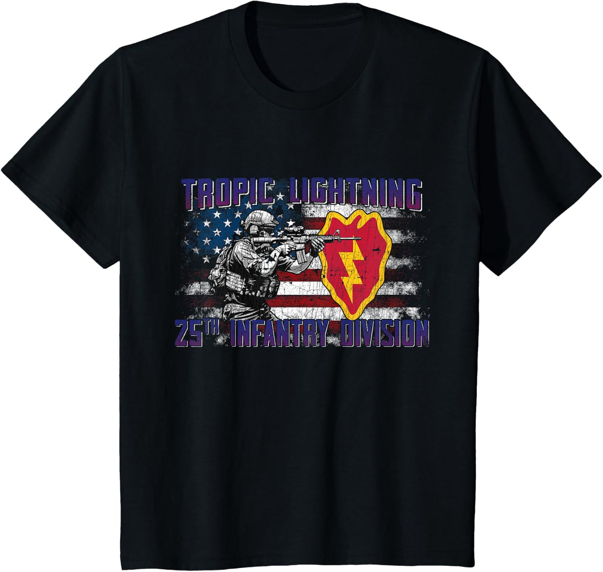 25th Infantry Division 25 ID Tropic Lightning Division T-Shirt - Black