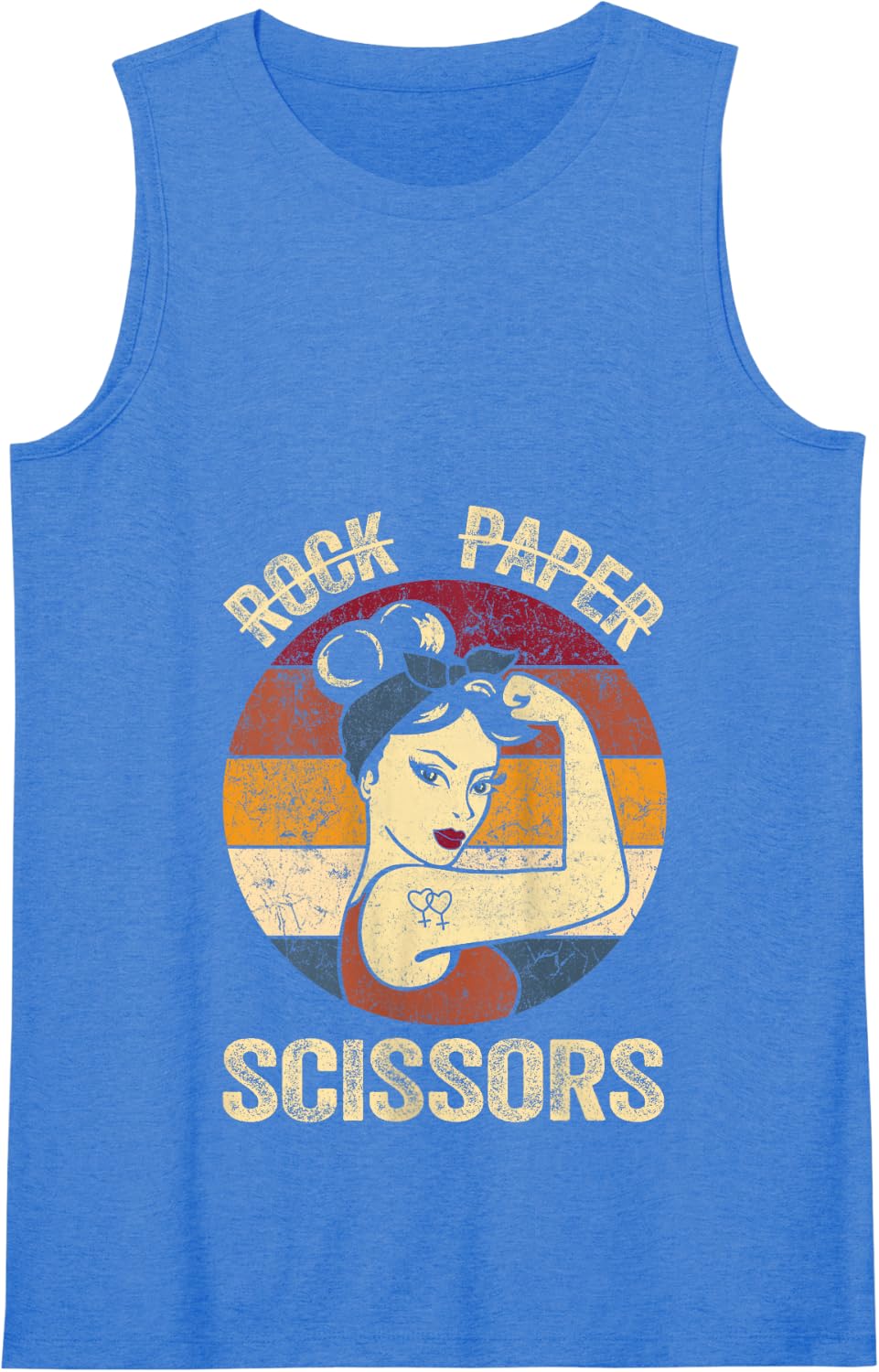 Womens Rock Paper Scissors Lesbian Women Girls Gay Pride Parade Tank Top - Royal Blue