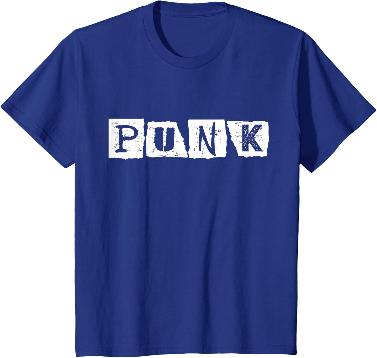 Punk Rock Alternative Music Retro Distressed Typography T-Shirt - Royal Blue
