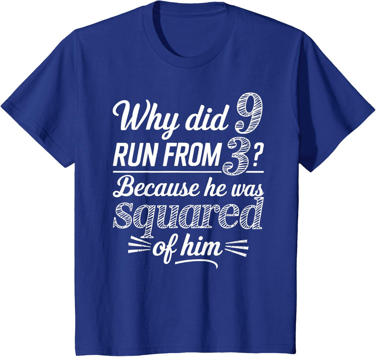 Why Did 9 Run From 3 Because He Was Squared of Him Math Joke T-Shirt - Royal Blue