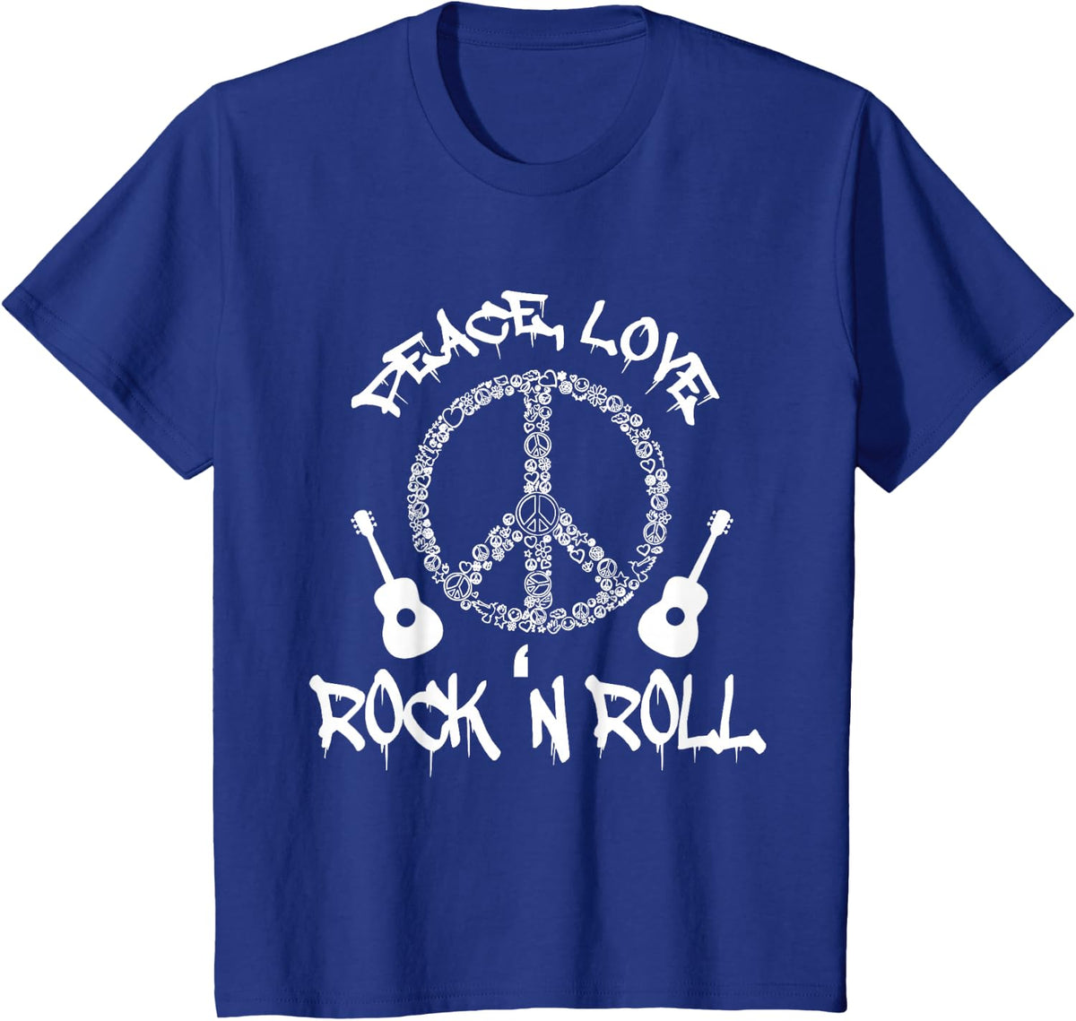 Funny Rock 'n Roll Gift Peace Love and Rock 'n Roll T-Shirt - Royal Blue