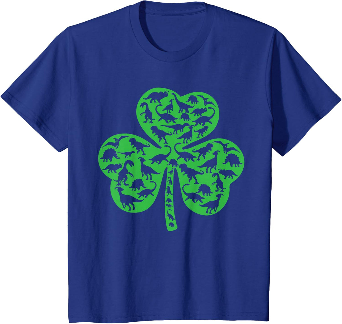 Boys St Patricks Day Shirt Dinosaur Shamrock Kids Dino Gift T-Shirt - Royal Blue