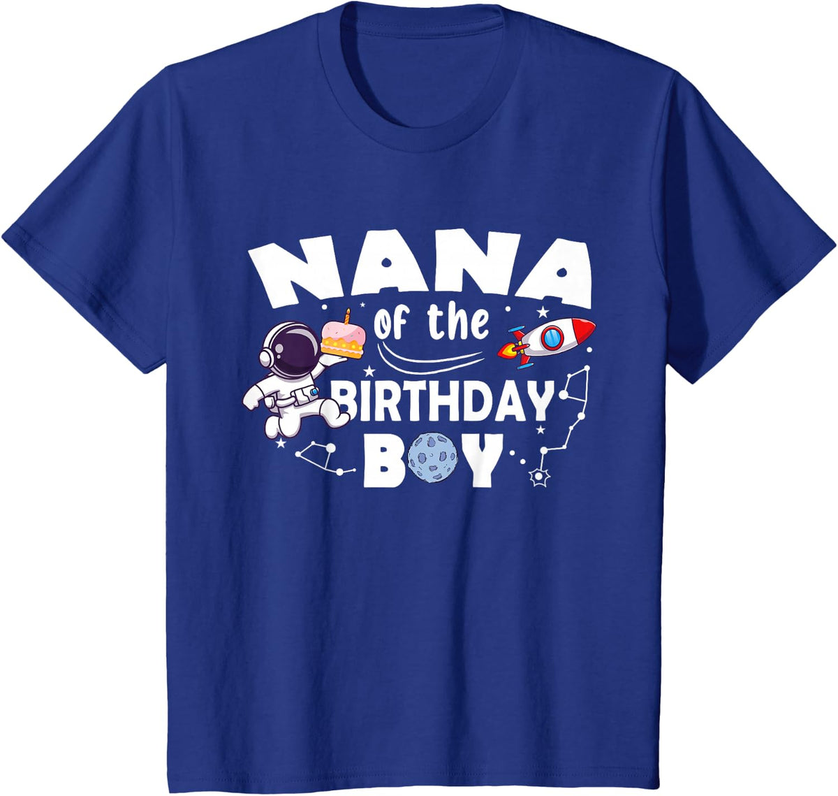 Nana Of The Birthday Astronaut Boy Space Theme T-Shirt - Royal Blue