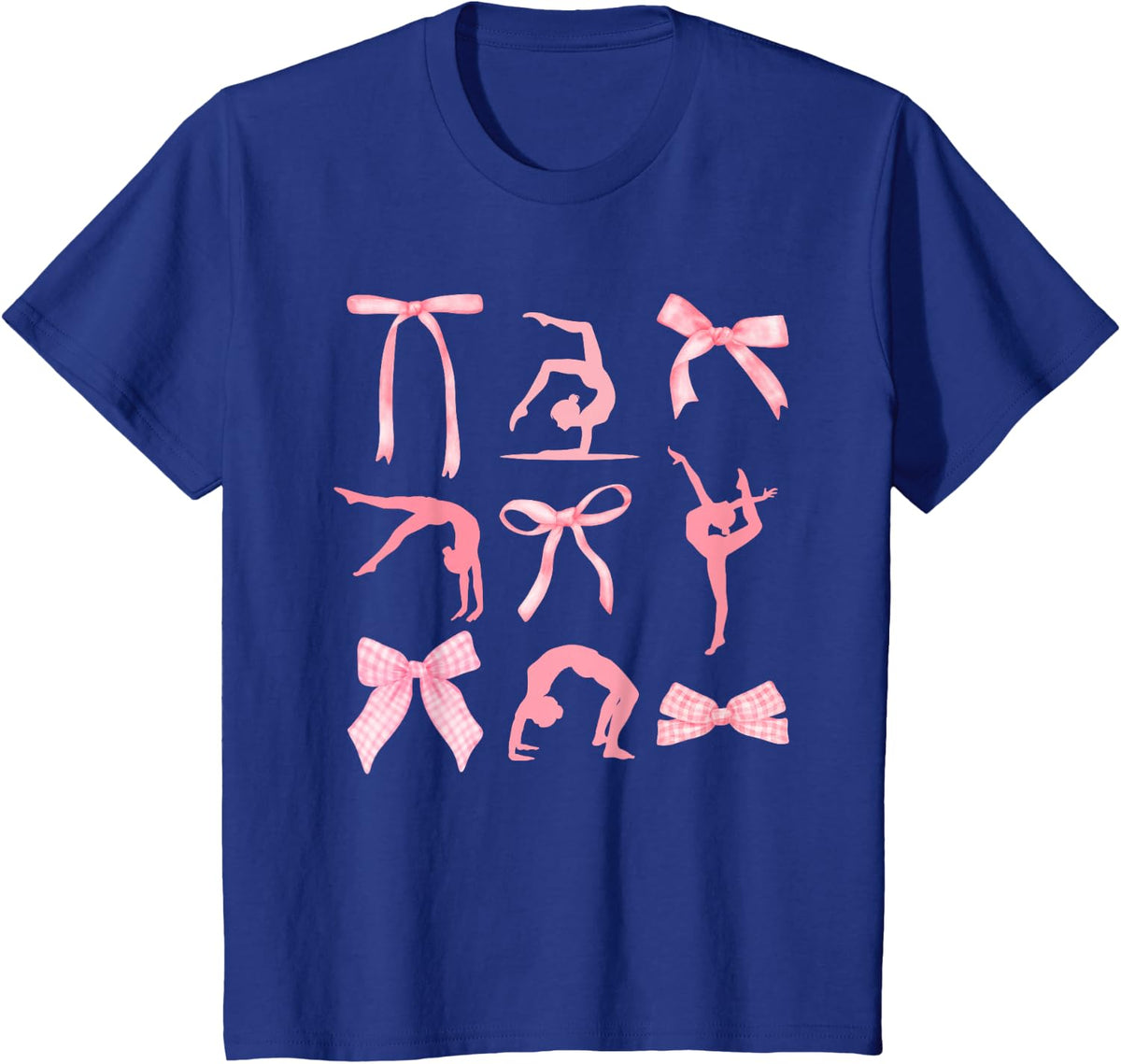 Coquette Gymnastics Cute Bow Gymnasts Women Girls Kids T-Shirt - Royal Blue