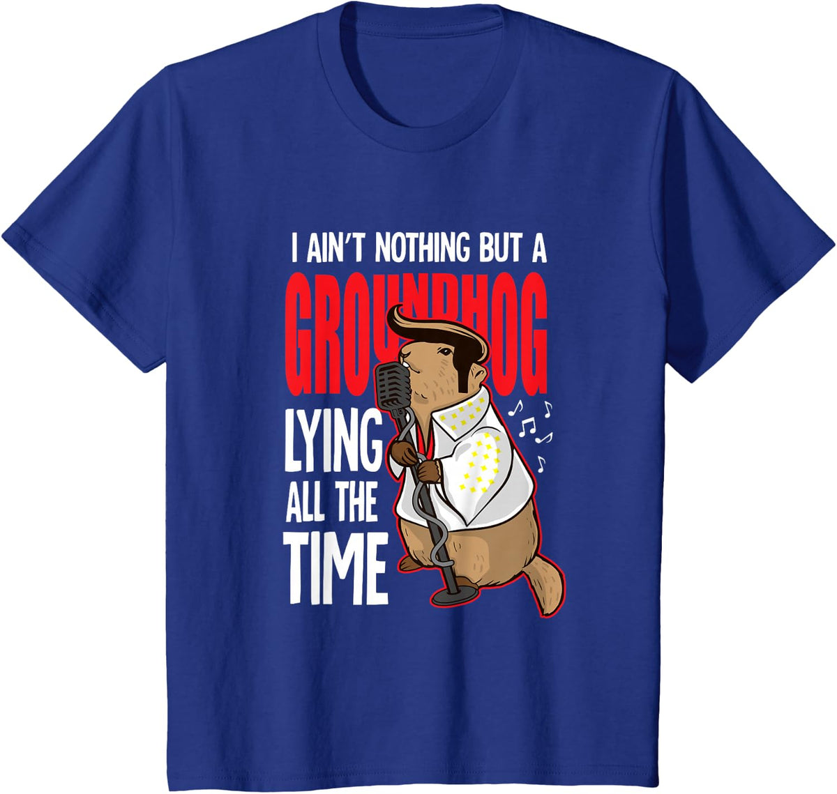 Groundhog Day Stuff by Crush Retro Funny Ain't Nothing But a Groundhog Day Lying all the Time T-Shirt - Royal Blue