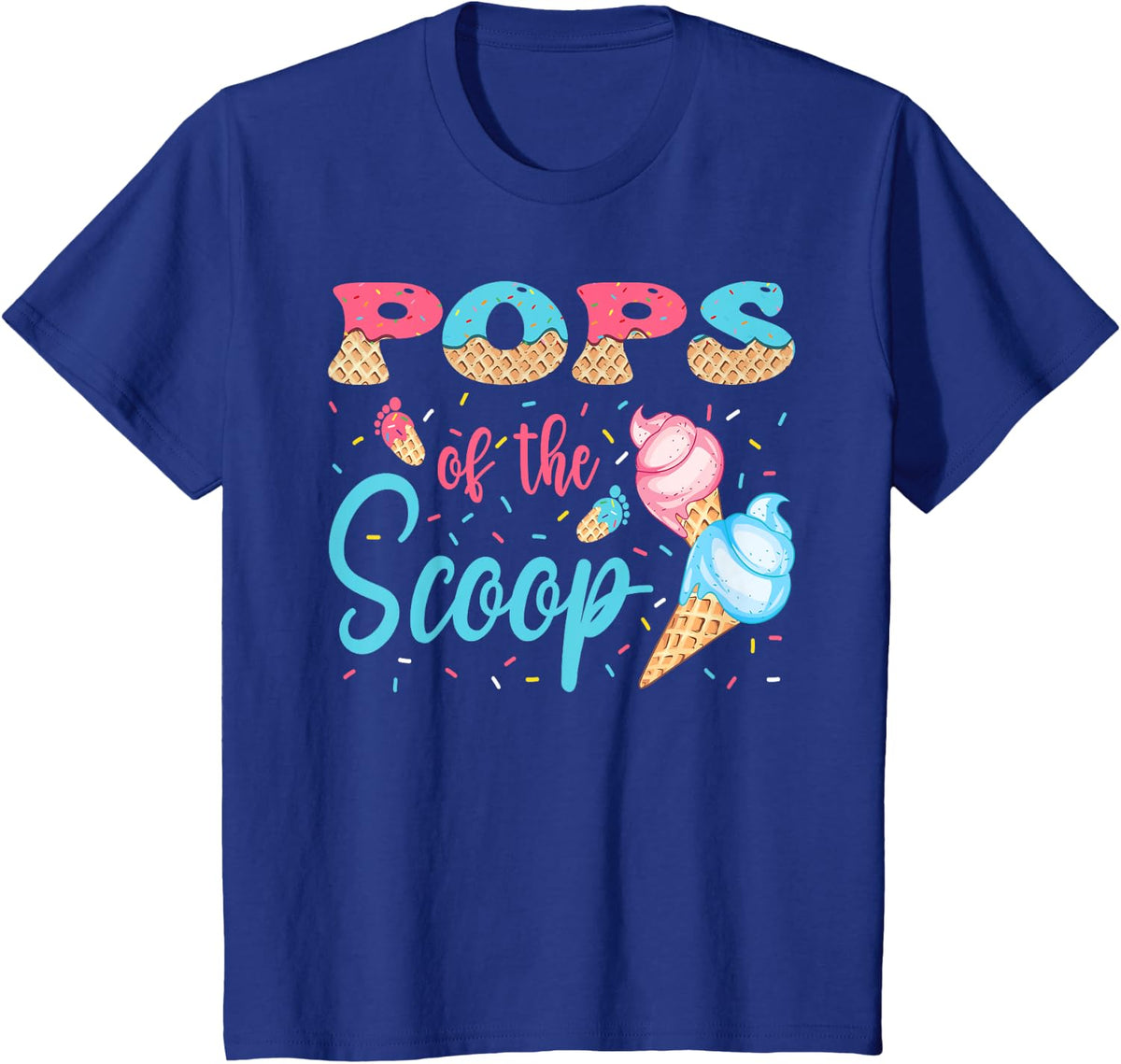 Pops Of The Scoop Ice Cream Gender Reveal Baby Shower T-Shirt - Royal Blue